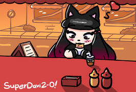 Cherry eating pastel